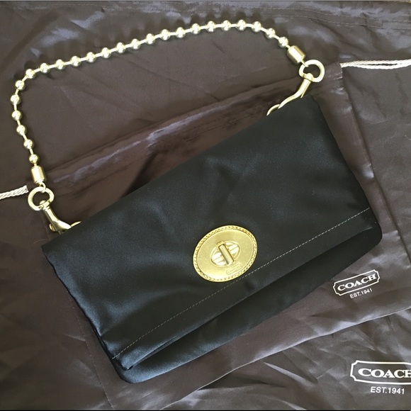 Coach Handbags - Coach Legacy Amanda Black Satin Foldover Bag